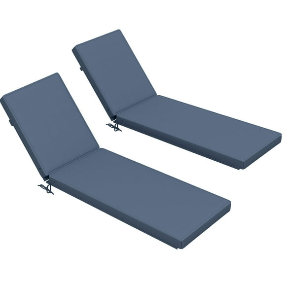 Buytoshop Chaise Lounge Cushions Outdoor Set of 2, Fade Resistant, 72 x 21 x 3 in Sun Lounger Replacement Cushions, Patio Lounge Chair Pads with Removable Cover for Pool, Beach, Deck, Lawn, Blue