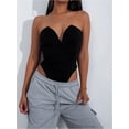 thumbnail image 4 of SMZ Women's Strapless Deep V Neck Bodysuit Sexy Backless Slim Fitted Tube Tops, 4 of 6