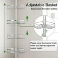 thumbnail image 3 of Corner Shower Caddy Tension Pole 4 Tier Adjustable Stainless Steel Shower Shelf for Inside Shower Bathtub Shampoo,Standing Bathroom Organizer Shelves with 39 to 113 inch Height, 3 of 16