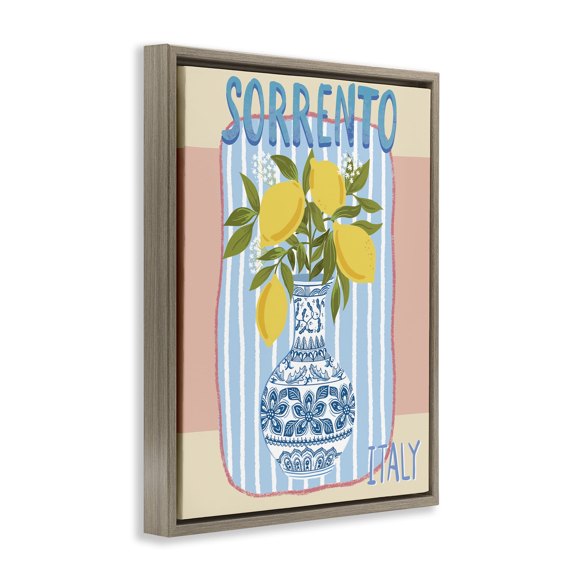 Stupell Industries Italian Summer Lemons Food & Beverage Painting Brown Floater Framed Canvas Art Print Wall Art, 17 x 21