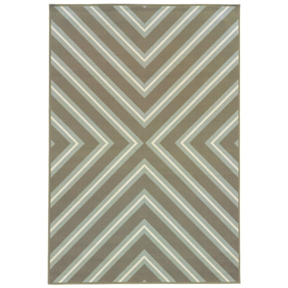 Milton Geometric Outdoor Area Rug, Grey/ Blue 1, 4' x 6'