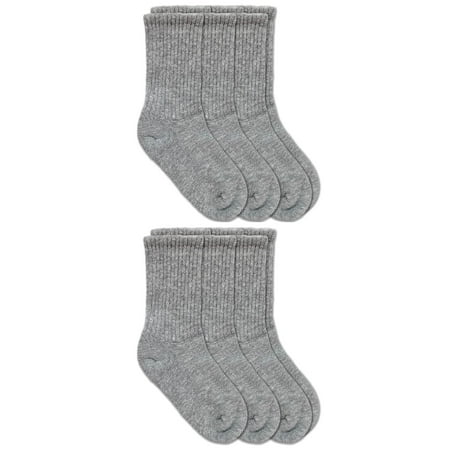 

Jefferies Socks Boys Little Boy s Seamless Half Cushion Sport Crew Socks 6 Pair Pack Grey Heather Mediu Grey Heather Medium US