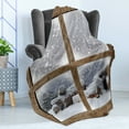 thumbnail image 4 of Winter Soft Flannel Fleece Blanket, Rustic Snowy Woodsy Frame Window View Print Mountain House Cold Christmas Day, Cozy Plush for Indoor and Outdoor Use, 60" x 80", White and Khaki, by Ambesonne, 4 of 5