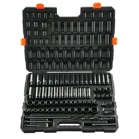 VEVOR XL3069 Impact Sockets Set 130PCS 6-Point 3/8" & 1/2" Drive Black Phosphating