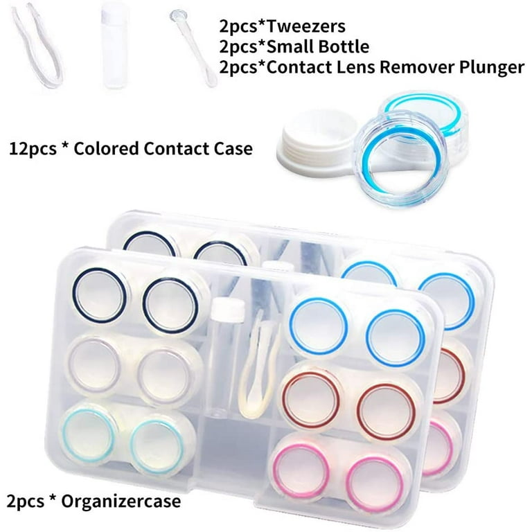  6- Pack Contact Lens Storage Kit, Portable Box with Gentle  Holders for Any Contact Lenses (Grey) : Health & Household