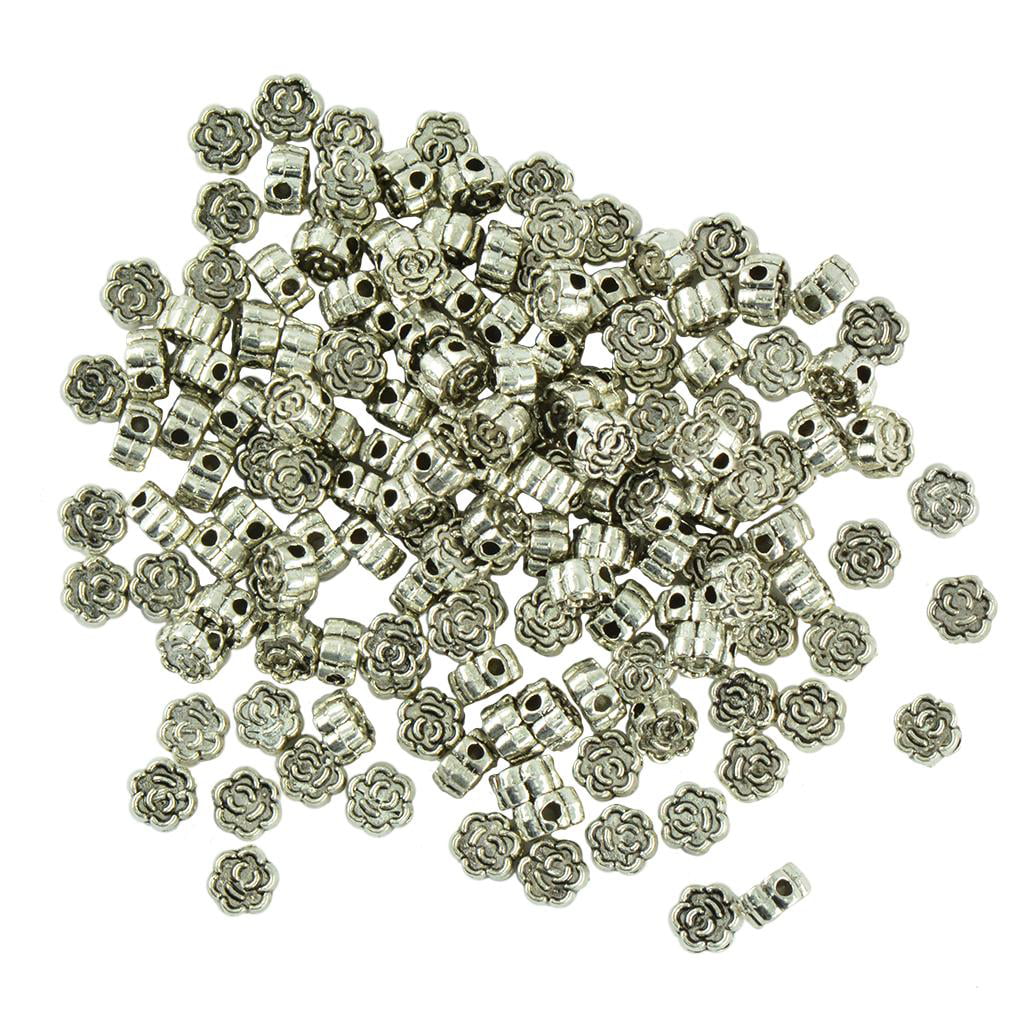 50/100pcs Silver Plated Loose Spacer Beads Charms Jewelry Making Findings DIY 