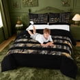 thumbnail image 3 of meiyoeat Boys Personalized Camo Gift Queen Comforter Set For Kids,Outdoor Camouflage Print Comforter Sets Queen,Black Reversible,3pcs, 3 of 7
