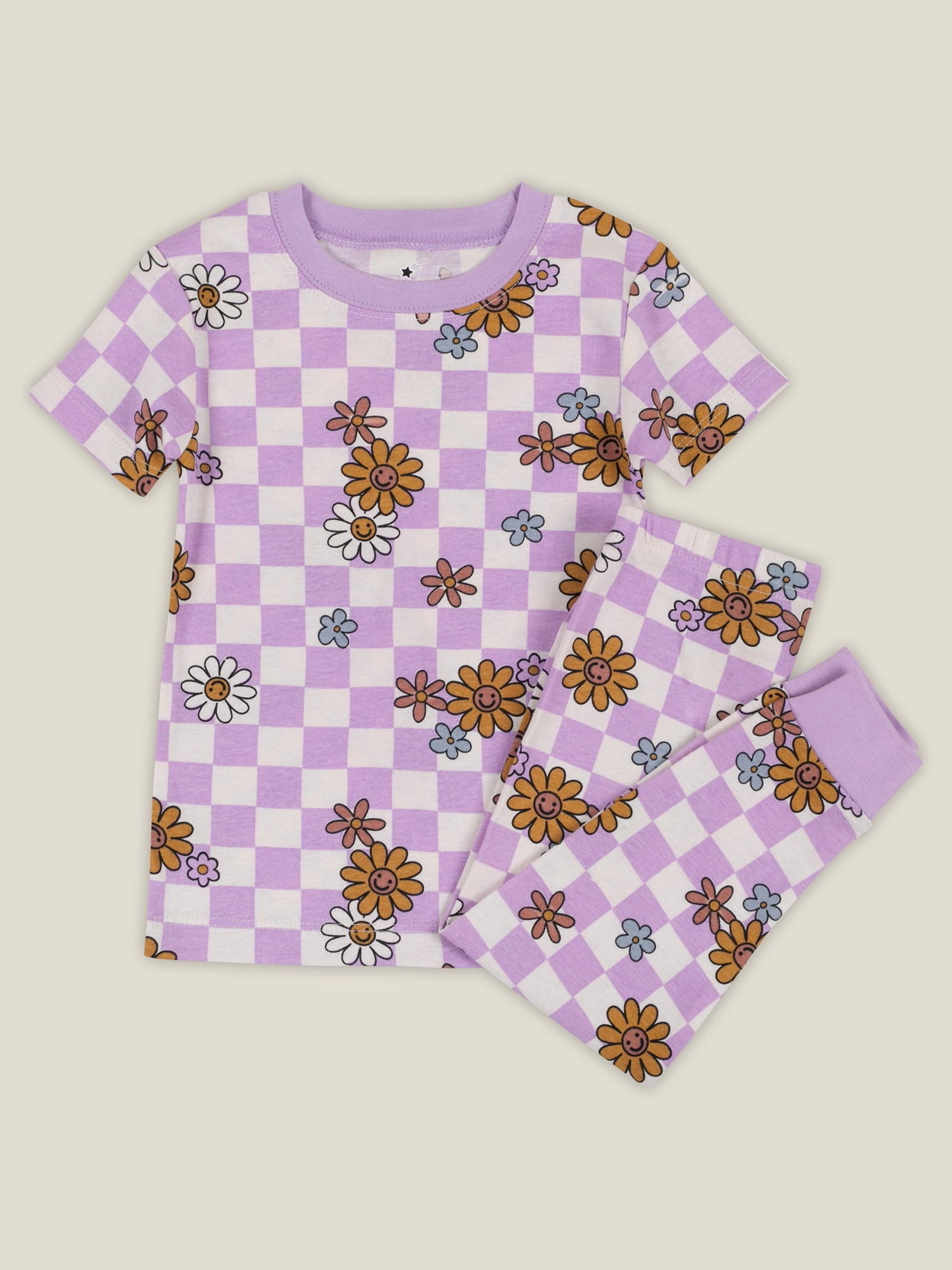Little Star 100% Organic Cotton 4Pc Toddler Girl Snug Fit Pajamas
