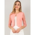 thumbnail image 2 of INSPIRE CHIC Cárdigans elegantes con cuello redondo y mangas 3/4 de encaje transparente para mujer Rosa L, 2 of 6