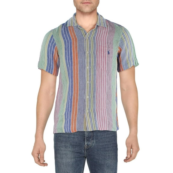 Polo Ralph Lauren Mens Linen Striped Button-Down Shirt