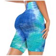 thumbnail image 2 of Gubotare Women Workout Biker Shorts Brazilian Textured Booty Leggings Shorts Anti-Cellulite Scrunch Honeycomb Ruched Lift,Blue S, 2 of 2