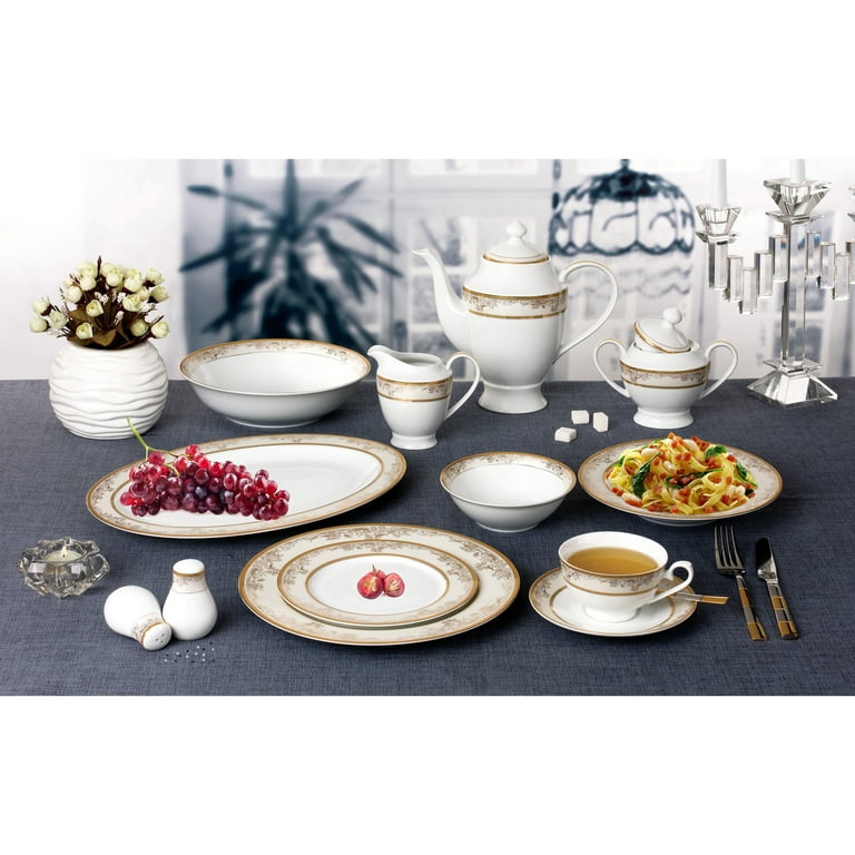 Lorren Home Trend 57-piece Bone China Dinnerware Set for 8 Lorren Home Trend 57-piece Bone China Dinnerware Set for 8