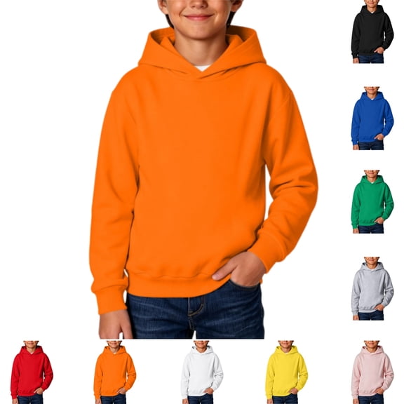 YOUYEDIAN Boys Hoodies Fall Winter Casual Hooded Sweatshirt Solid Color Loose Pullover Sweaters