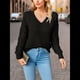 thumbnail image 5 of Suéter de Larga con Cuello en V para Mujer, Suéter de Otoño, Jersey de Punto. Negro S, 5 of 10