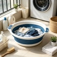 thumbnail image 4 of Portable Foldable Washbasin Large - Compressible Travel Basin for Home Bathroom Kitchen, Plastic, Collapsible Sink Tub, 13.78x4.13in, 4 of 7