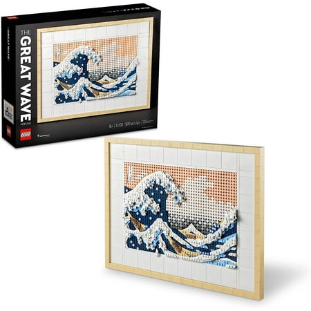 LEGO Art Hokusai The Great Wave 31208  3D Japanese Wall Art  Framed Ocean Canvas Picture for Home or Office Dcor  Creative DIY Activity  Arts & Crafts Kit  Hobbies for Adults