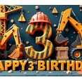 thumbnail image 4 of Excavator Vehicle Construction Banner Birthday Party Heavy Machinery Helmet for Kids Celebration Boys Party Outdoor Decor Indoor, 4 of 8