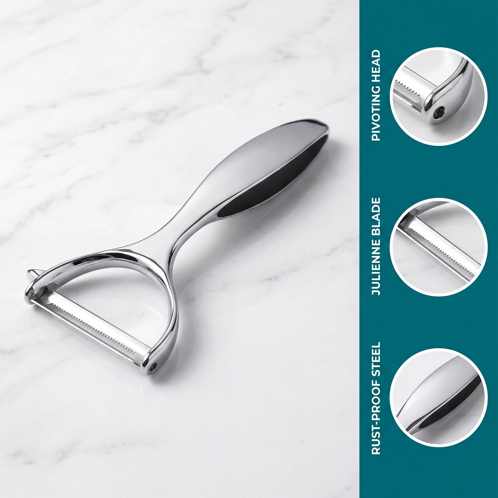 Unique Bargains Stainless Steel Durable Vegetable Peeler with Round Handle Black