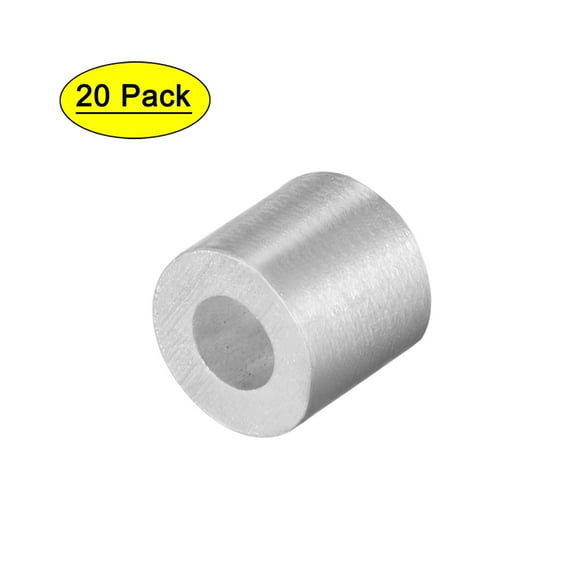 3.4mm Steel Wire Rope Aluminum Ferrules Sleeves Silver Tone ,20 Pcs
