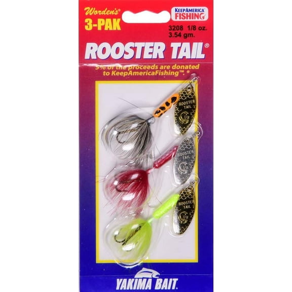 Yakima Bait Rooster Tail Fishing Lure, 3-Count