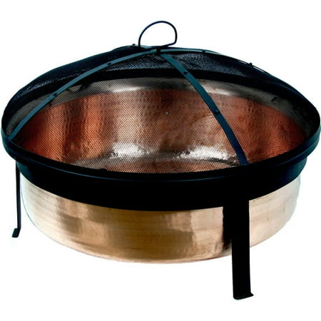 CobraCo Hand Hammered 100 percent Copper Fire Pit with Screen and Cover
