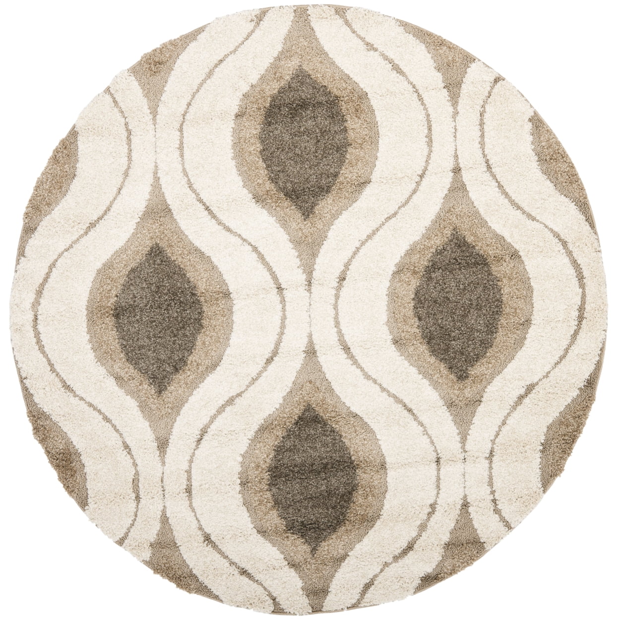 SAFAVIEH Florida Declan Geometric Swirls Shag Runner Rug, Cream/Smoke, 2'3" x 10'