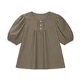 thumbnail image 4 of Craaazy Women's Oversized Short Sleeve Tunic Tops, Lightweight Casual Shirt, Comfy Round Neck Puff Sleeve Blouse with Ruched Detail for Everyday Outfits Gifts, 4 of 5