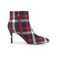 thumbnail image 3 of BLISSFUL STEP Women's Ankle Boots Plaid Stiletto Heel Pointy Toe Side Zipper Dress Boots Blue White 9, 3 of 7