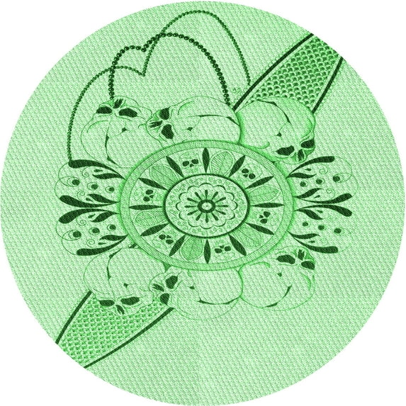 Ahgly Company Machine Washable Indoor Round Transitional Mint Green Area Rugs, 7' Round