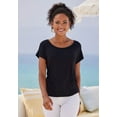 thumbnail image 3 of LASCANA Women's Crochet Insert Short Sleeve Top Crochet Detail, 3 of 6