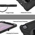 thumbnail image 5 of 3-Layer Kids Case for iPad Pro 11 2022/2021/2020/2018/Air4/Air5, Durable Sturdy Protection Silicone PC Case with Swivel Stand, Hand Strap Shoulder Strap Pencil Holder Charging Port Lid - Black, 5 of 13