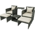 thumbnail image 5 of 6 Piece Patio Furniture Conversation Set with Ottoman, Outdoor Black&Grey Wicker Chair and Table Set with Beige Cushion, Balcony Furniture for Apartments. (Black), 5 of 6