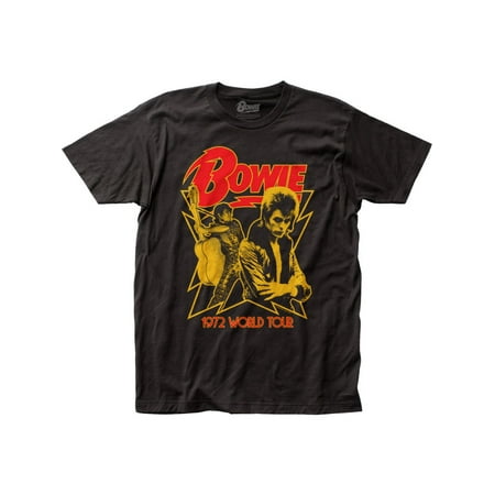 David Bowie Songwriter Musician 1972 World Tour Adult Fitted Jersey T-Shirt (David Letterman Best Top Ten)