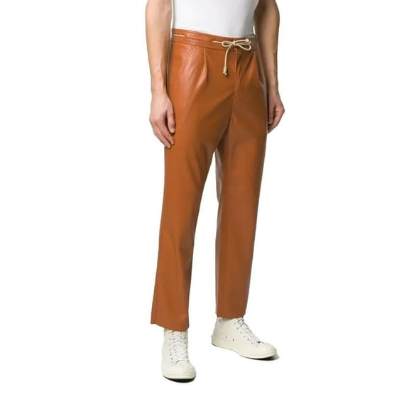 Comfortable Casual Tan Color 100% Lambskin Leather Motorcycle Atheletic Pant For Men Size -28
