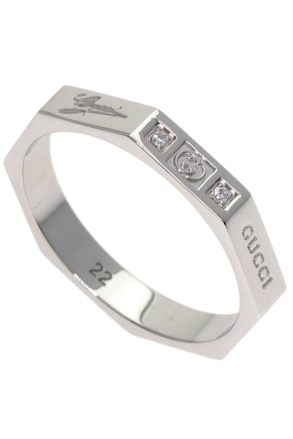 Pre-Owned Gucci Octagonal Diamond Ring #22, 18K White Gold, Women's.