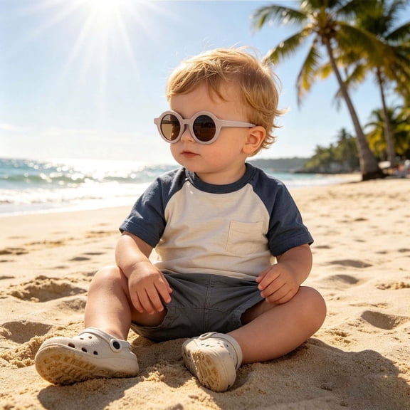 Silicone Round for Babies and Polarized for Outdoor Leisure Summer Eyewear for Kids, Coffee