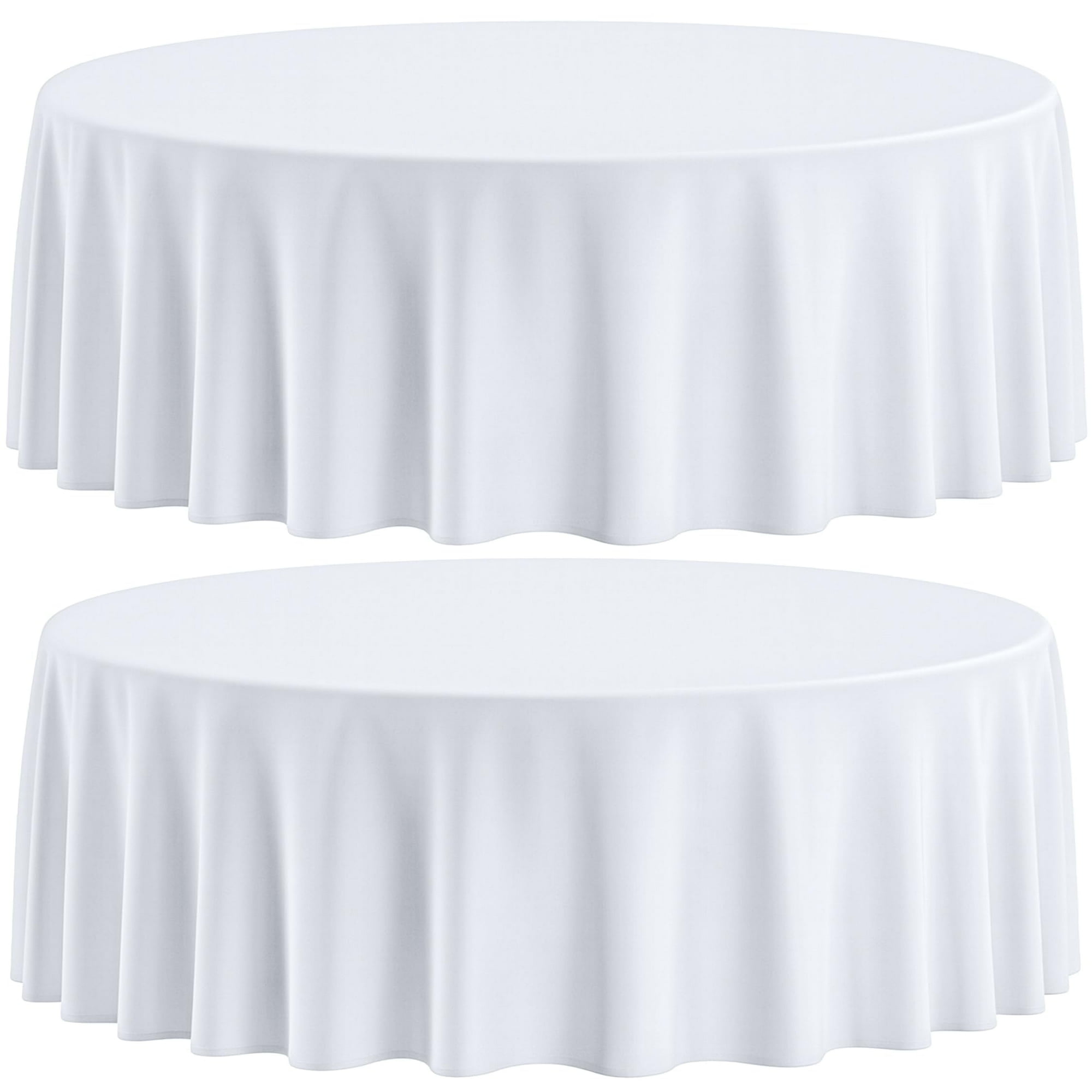 White Classic [2 Pack] White Round Tablecloths 90 Inch [Perfect Size for 30-60 Inch Tables] 200 GSM Washable Polyester Fabric 90" Table Cloth White