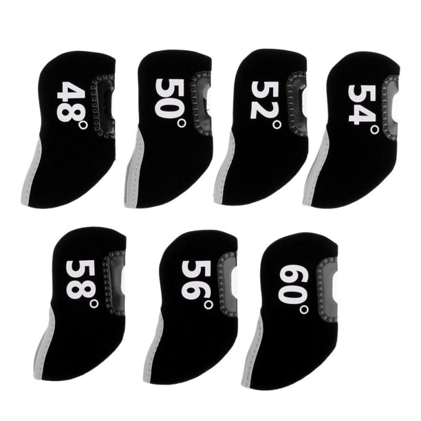 de 7 piezas de neopreno, palo para golf, putter de hierro, cubierta para cabeza, de protectores, unisex, adultos, niños, para golf, Negro DYNWAVEMX Cubierta de la cabeza del hierro del golf