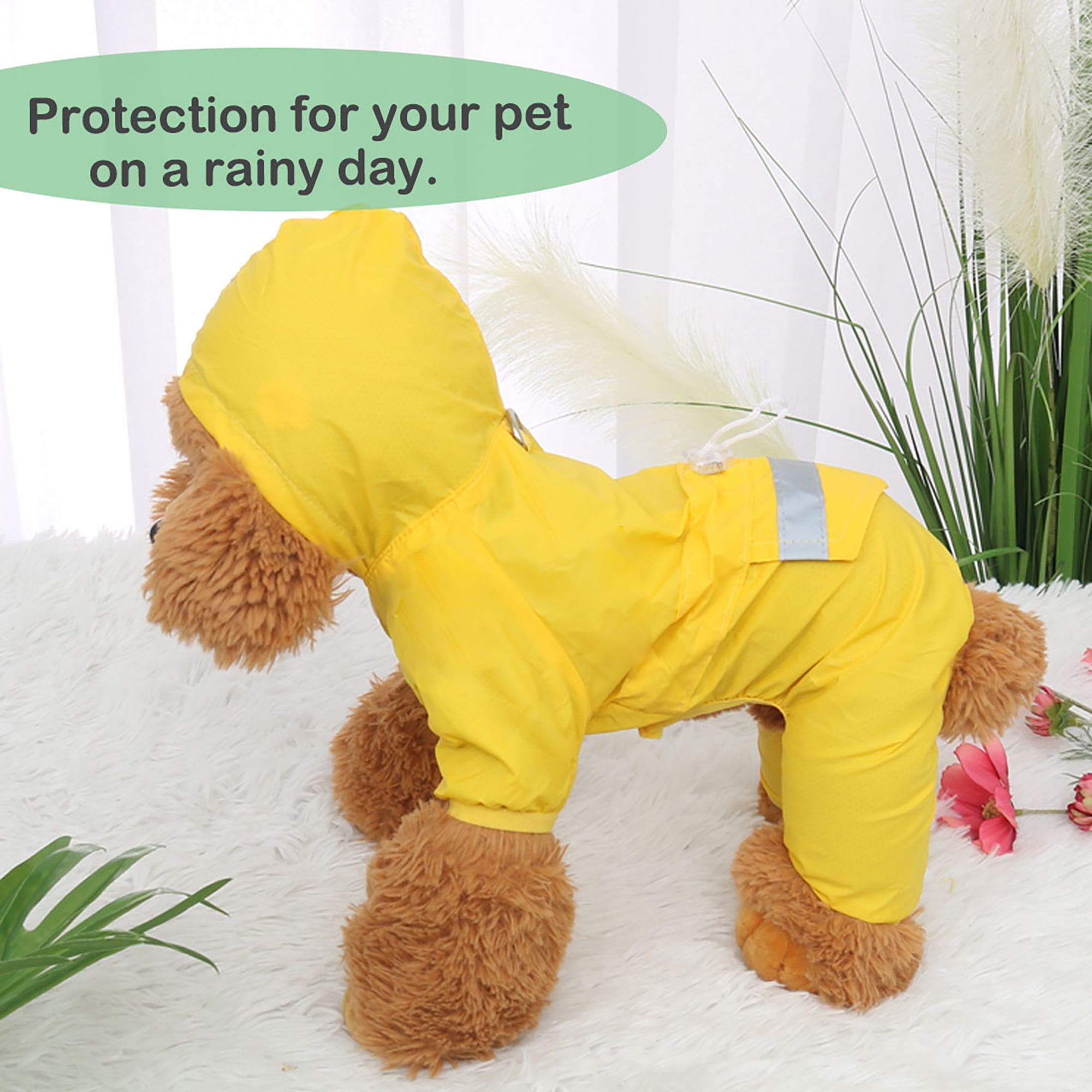 Water Resistant Dog Raincoat Pet Clothes Lightweight Rain Jacket Hooded