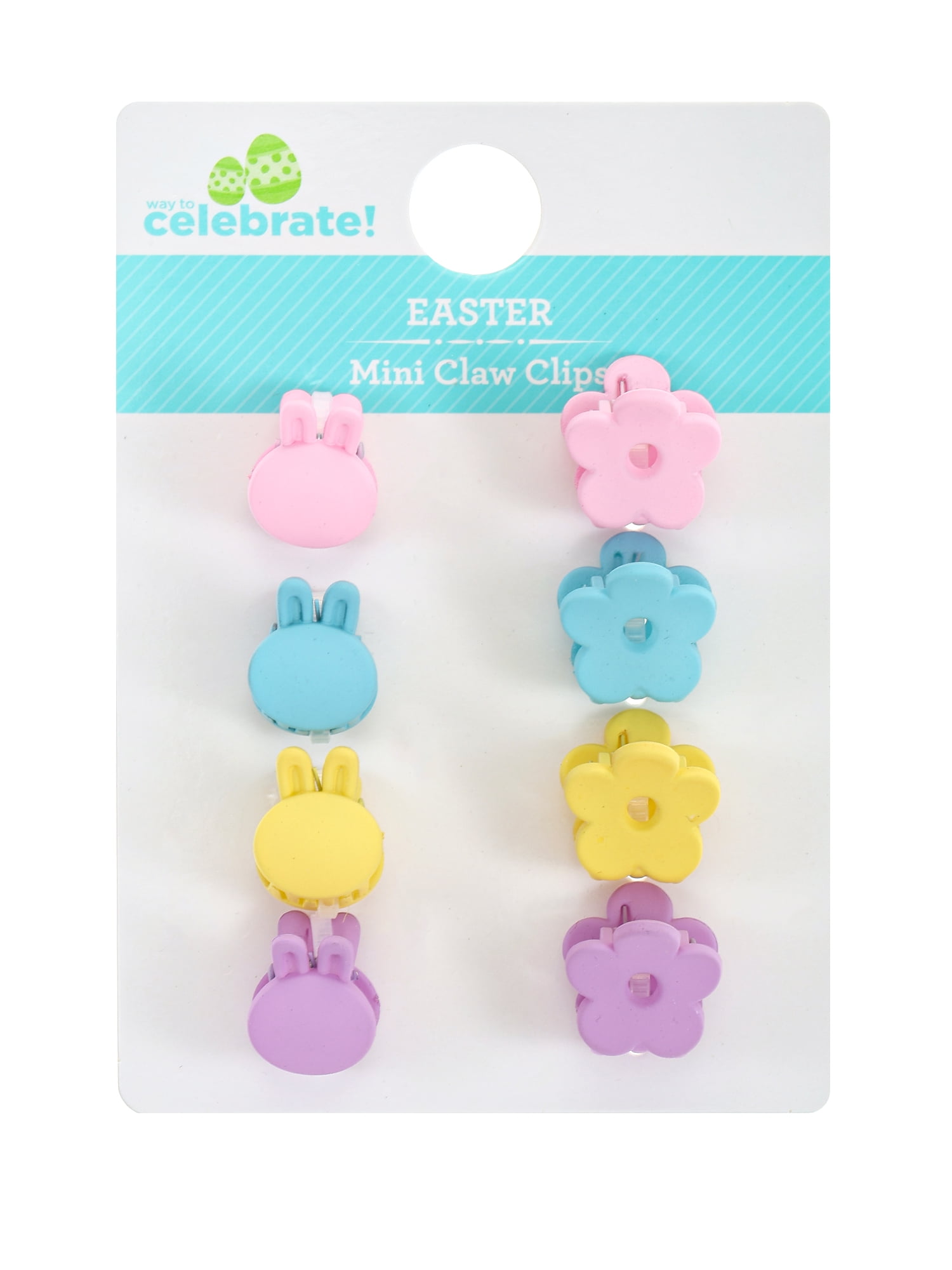 Way to Celebrate Easter Multi-colored Mini Claw Clips, 8 Pieces