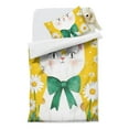 thumbnail image 2 of Cat with Bow and Daisies Duvet Cover and Pillowcase Set for Single Bedding, Bedroom Accessories for Kids Teens, 2 of 5