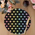 thumbnail image 3 of Colorful Polka Dot Round 15 Inch Placemats Set of 4, Cartoon Watercolor Geometric Black HeatResistant Non Slip Place Mats for Dining Table, Wipeable Braided Kitchen Table Mats for Housewarming, 3 of 9