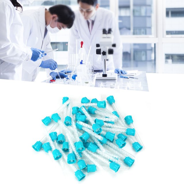 PUNTA DE MEZCLA, 50pcs Puntas de Mezcla Intraorales Dentales Desechables Propuesta de Mezcla de Caucho de Silicona 1: 1