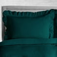thumbnail image 2 of CCNY 600 TC 100% Egyptian Cotton Duvet Cover with 2 Matching Pillowcases Super King PlusPlus Size Trimmed Ruffle Pattern, Zipper Closure, Corner Ties (Teal), 2 of 7