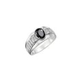 thumbnail image 3 of RYLOS Men's Rings 14K White Gold Ring Classic Designer Style 8X6MM Oval Gemstone & Diamond Ring Onyx October Birthstone Rings For Men Size 9, 3 of 7