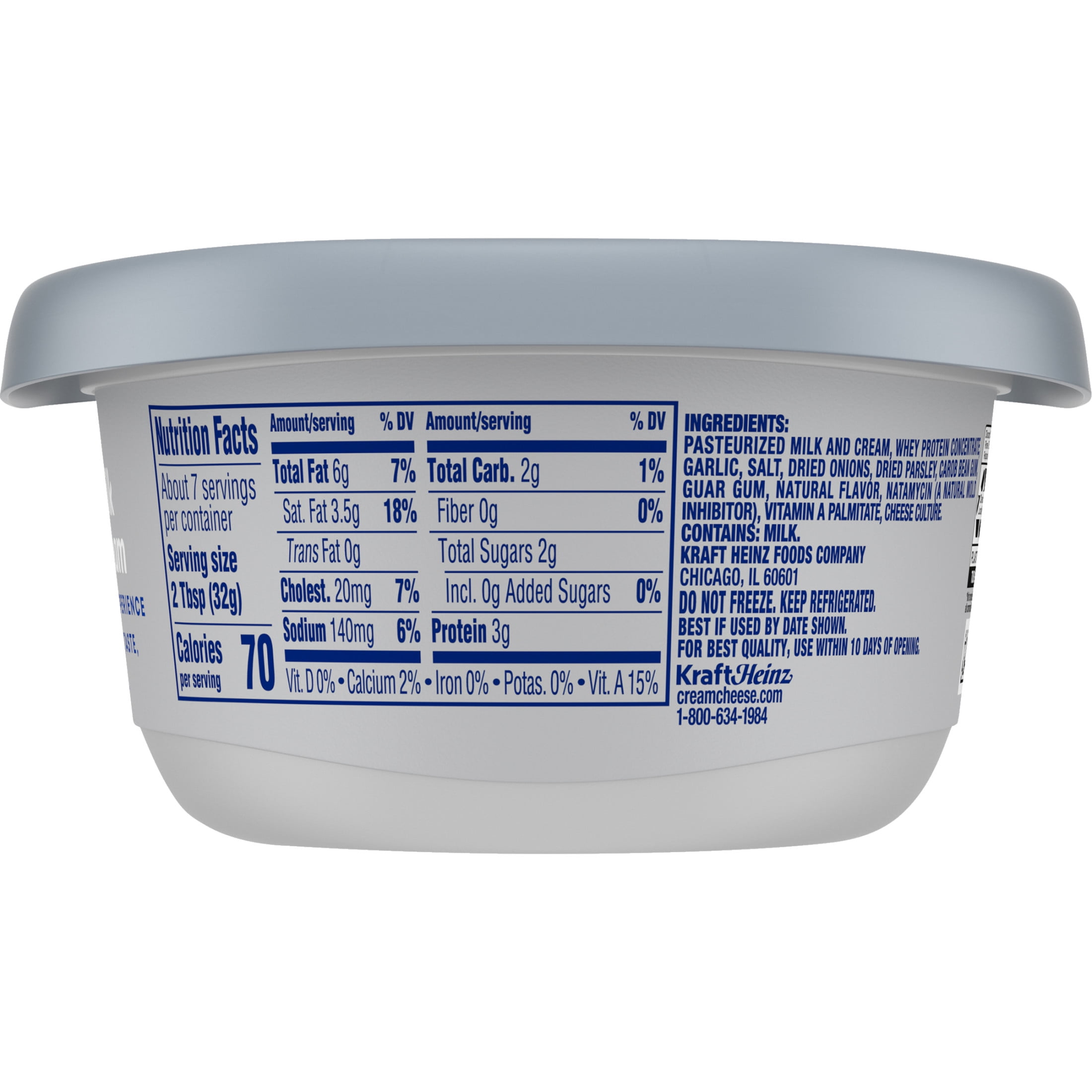 Philadelphia Flavored Cream Cheese Spread, 1 Tub, for Smooth, Spreadable Mornings, Garlic & Herb, No Artificial Preservatives, Flavors or Dyes, 7.5 oz