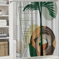 thumbnail image 6 of Orinice Baocicoo Boho Mid Century Shower Curtain Abstract Sun Green Banana Leaves Curve Aesthetic Shower Curtain for Bathroom Cubicle Living Room Waterproof Curtain for Bathroom with Hooks  36x72, 6 of 7