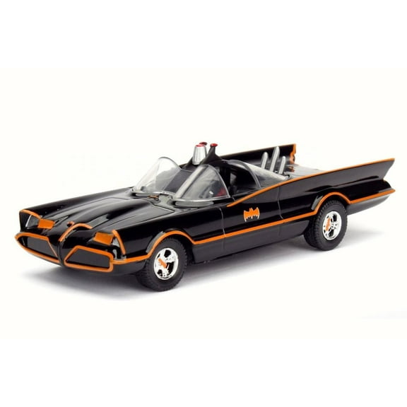 1966 Classic TV Series Batmobile, Black w/ Orange Stripes - Jada 98225W - 1/32 Scale Diecast Model Toy Car