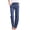 Blue, variant on MAWCLOS Ladies Bottoms Solid Color Long Pants High Waist Trousers Comfy Lounge Wide Leg Cotton Linen Pant Dark Gray US 2XL