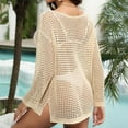thumbnail image 5 of Tqyyweavej Bathing Suits Crochet Coverup for Women Long Sleeve Crew Neck Swim Cover Up Solid Color Casual Swimsuit Cover Up S-L, 5 of 10